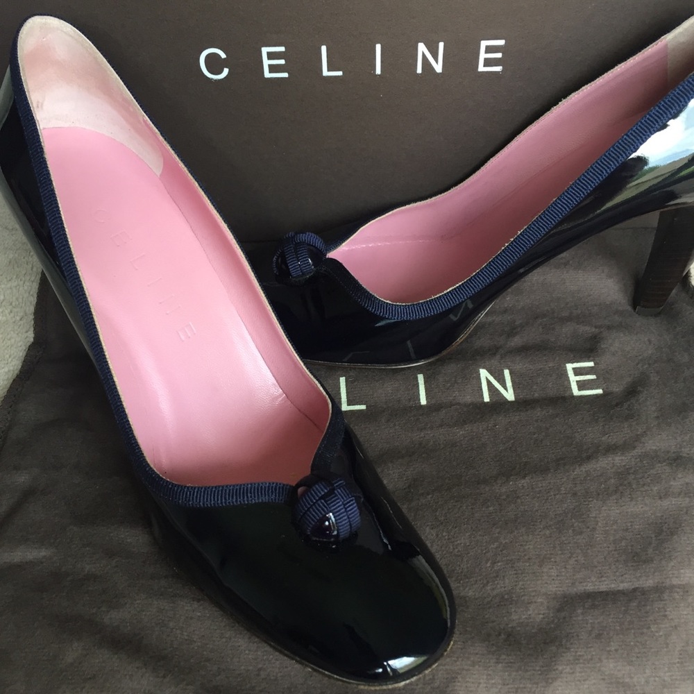 Vintage Celine Patent Navy Heels